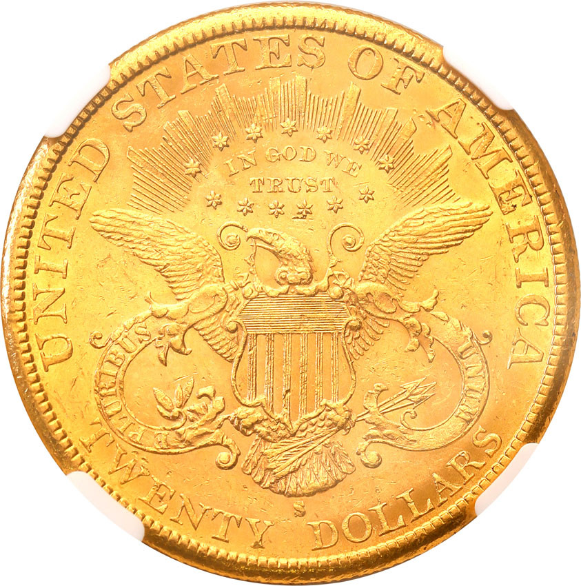 USA. 20 dolarów 1887 S, San Francisco NGC AU58